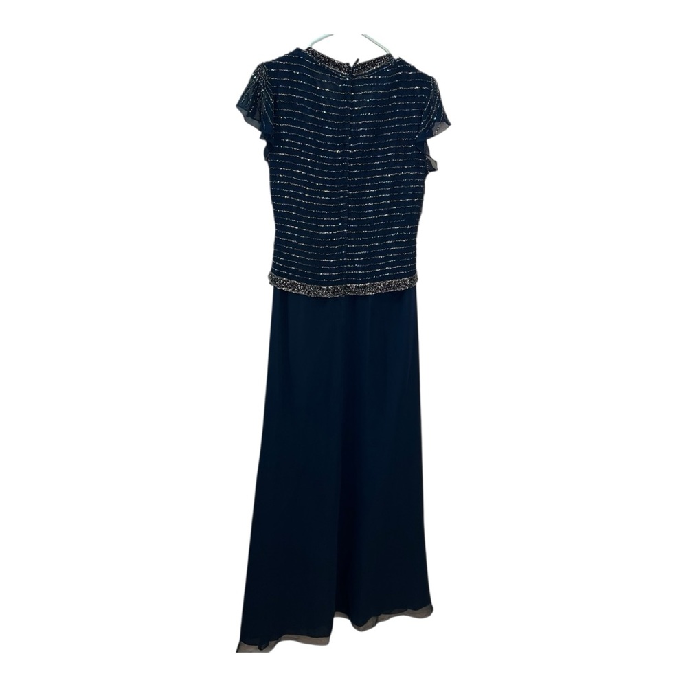 JKARA Elegant Navy Blue Beaded Formal Gown Mother of Bride Wedding Guest VTG - Picture 3 of 11